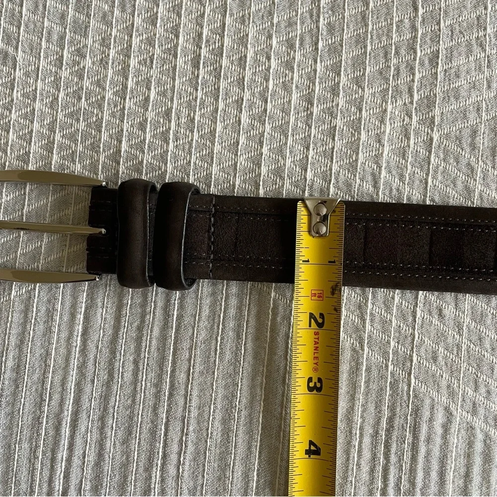 Remo Tulliani Dark Brown Leather Belt Mens 38 Cashmere Suede - DESC